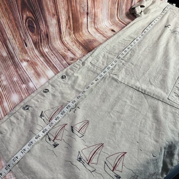 Vintage Y2K Christopher & Banks Sz 8 Linen Blend Sailboat Boat Midi Shift Dress - Picture 5 of 9